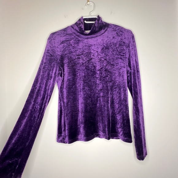 Vintage GAP Velour Velvet Jewel Tone Purple Top Long Sleeve - Picture 3 of 8
